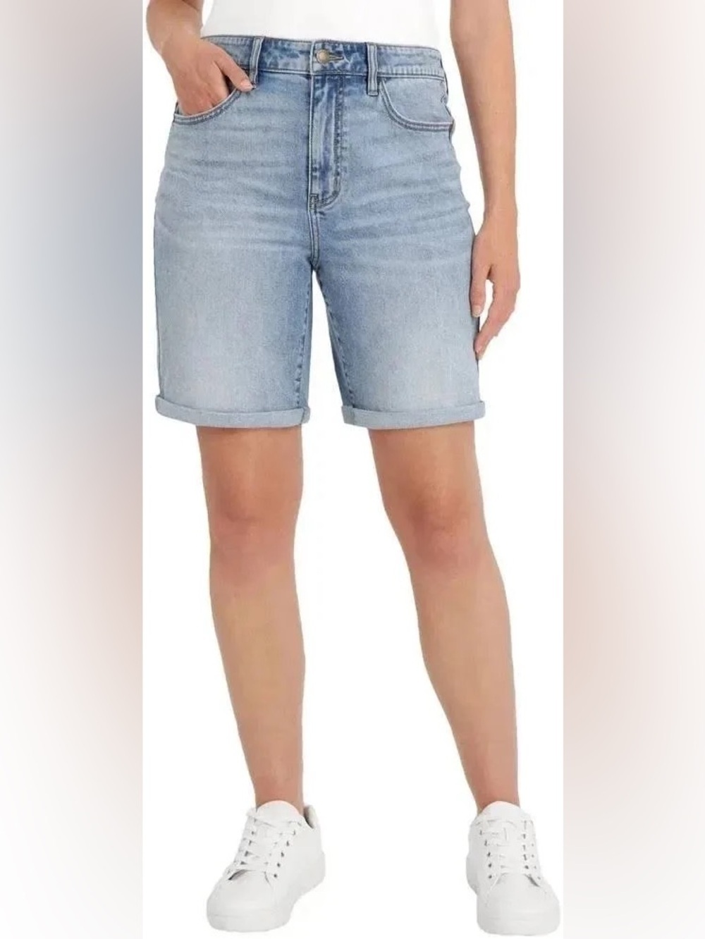 NWT Wrangler Women's High Rise Denim Shorts Jorts Light Blue Wash Sz 12